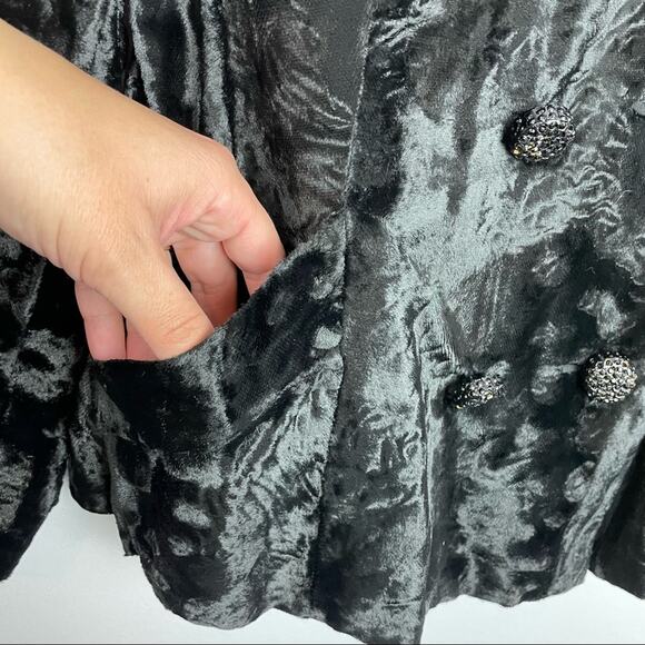 Vintage Black Faux Fur Jacket Rhinestone Buttons Borella Fur - Picture 10 of 12